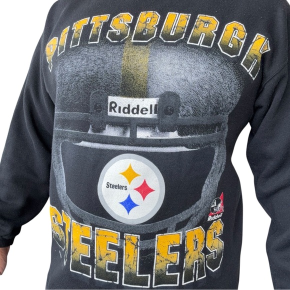 Pittsburgh Steelers Black Sweatshirt ‘97 Riddel - Picture 3 of 6